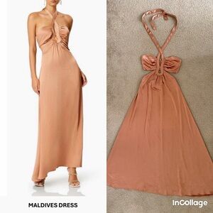 Elliatt Maldives Backless Halter Dress in Peach